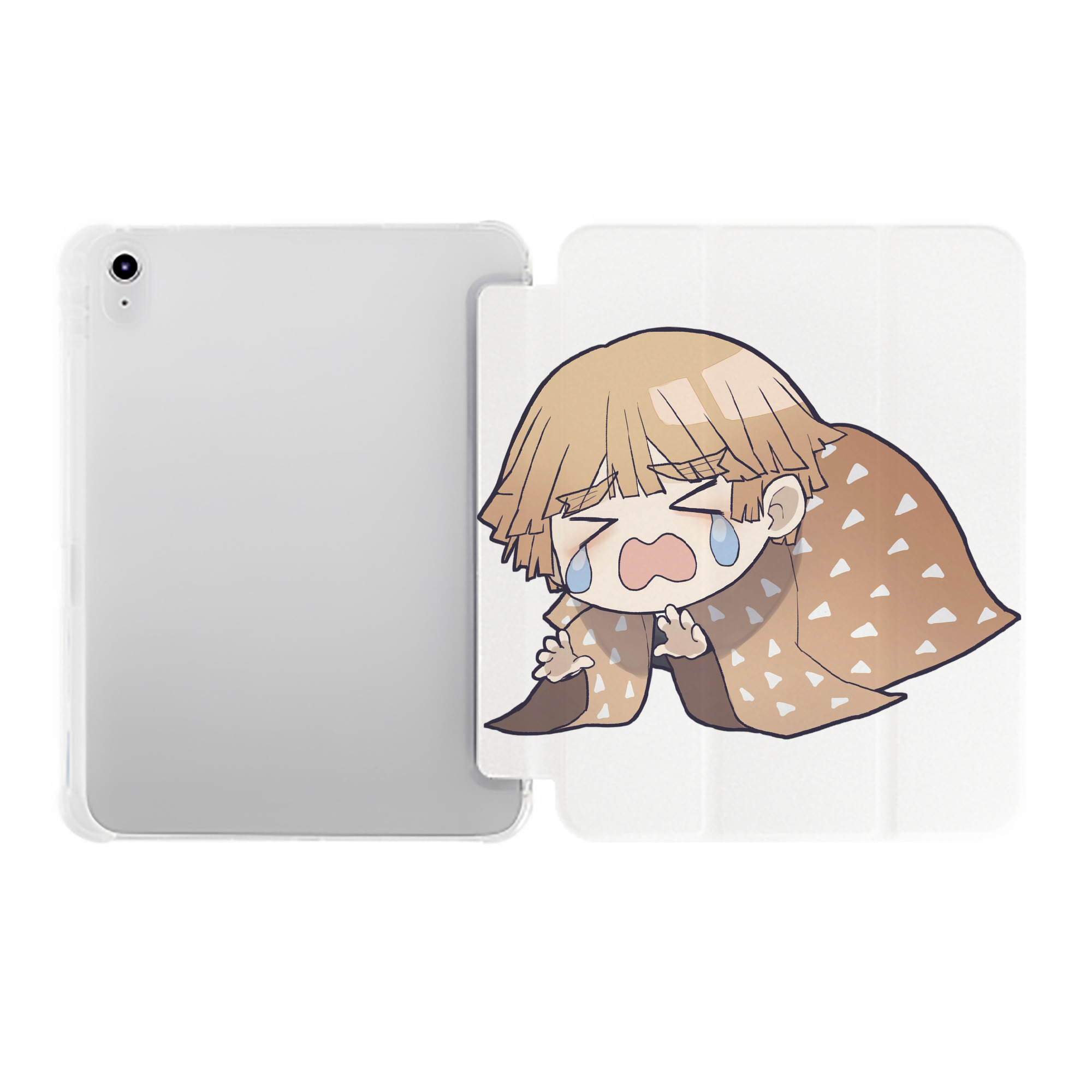 （画像用） 鬼滅の刃（きめつのやいば）我妻 善逸／あがつま ぜんいつ Agatsuma Zenitsu IPad ケース ペン収納付き 三つ折りスタンド PUレザー×シリコン 対応機種9.5/10.5/10.9インチ